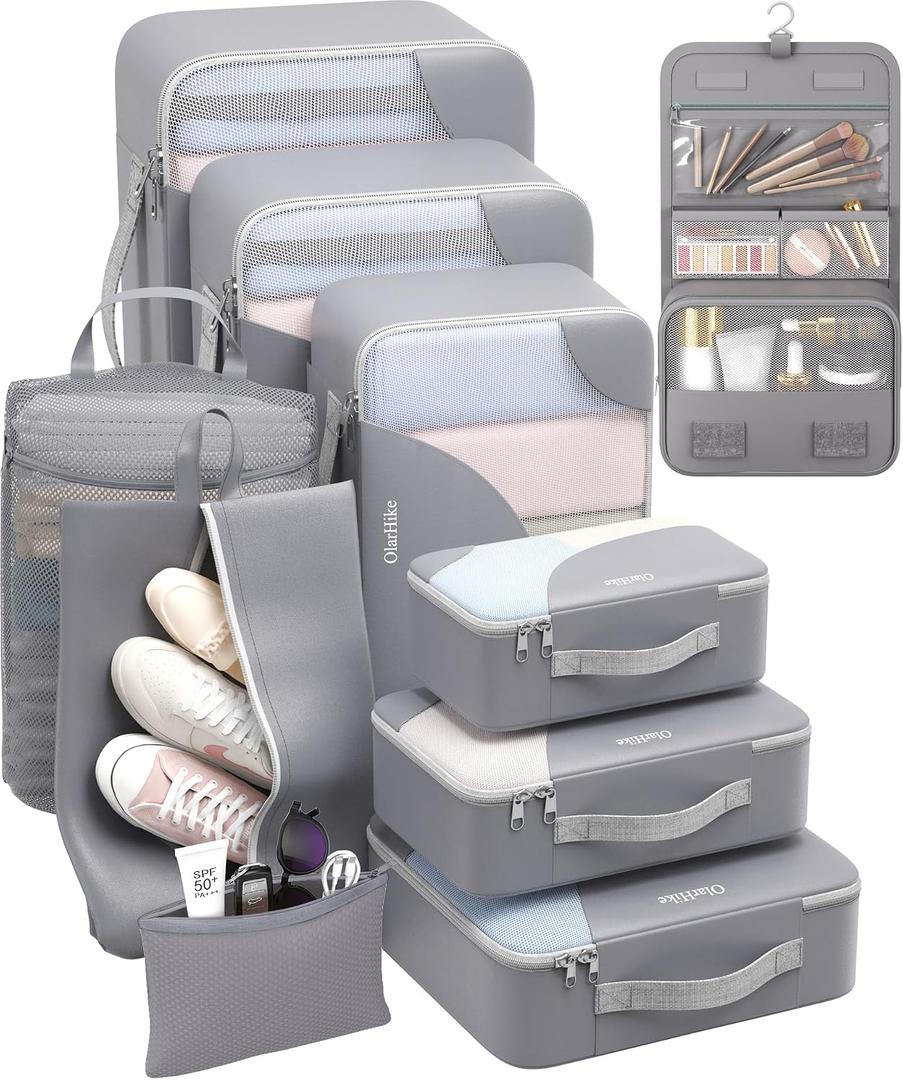 10 Set Packing Cubes for Travel, Gifts for Women Mom,Anti-Tearing Suitcase Organizer,OlarHike Vacation Essentials & Accessories for Cruise Ship
