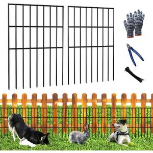 25pcs Garden Fence Animal Barrier 27ft(L) X 17in(H) No Dig Barrier Fencing Dog Rabbits Blocker 9 Vertical Metal Wire Rustproof Border Decorative Fences for Outdoor, Yard, Patio