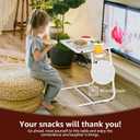 NUTIKAS TV Trays Set of 4 - Folding TV Tray Adjustable Dinner Trays for Eating On Couch Wooden Tables Mate Stand Foldable White Desk with Cup Holder Portable