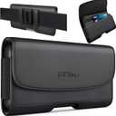 PiTau Phone Belt Case for iPhone 17 16 16e 15 14 13 12 11 Xs X XR (Including Pro Models), Cellphone Holster Clip Pouch, ID/Credit Card Holder, Fits with Otterbox Cover on, Black