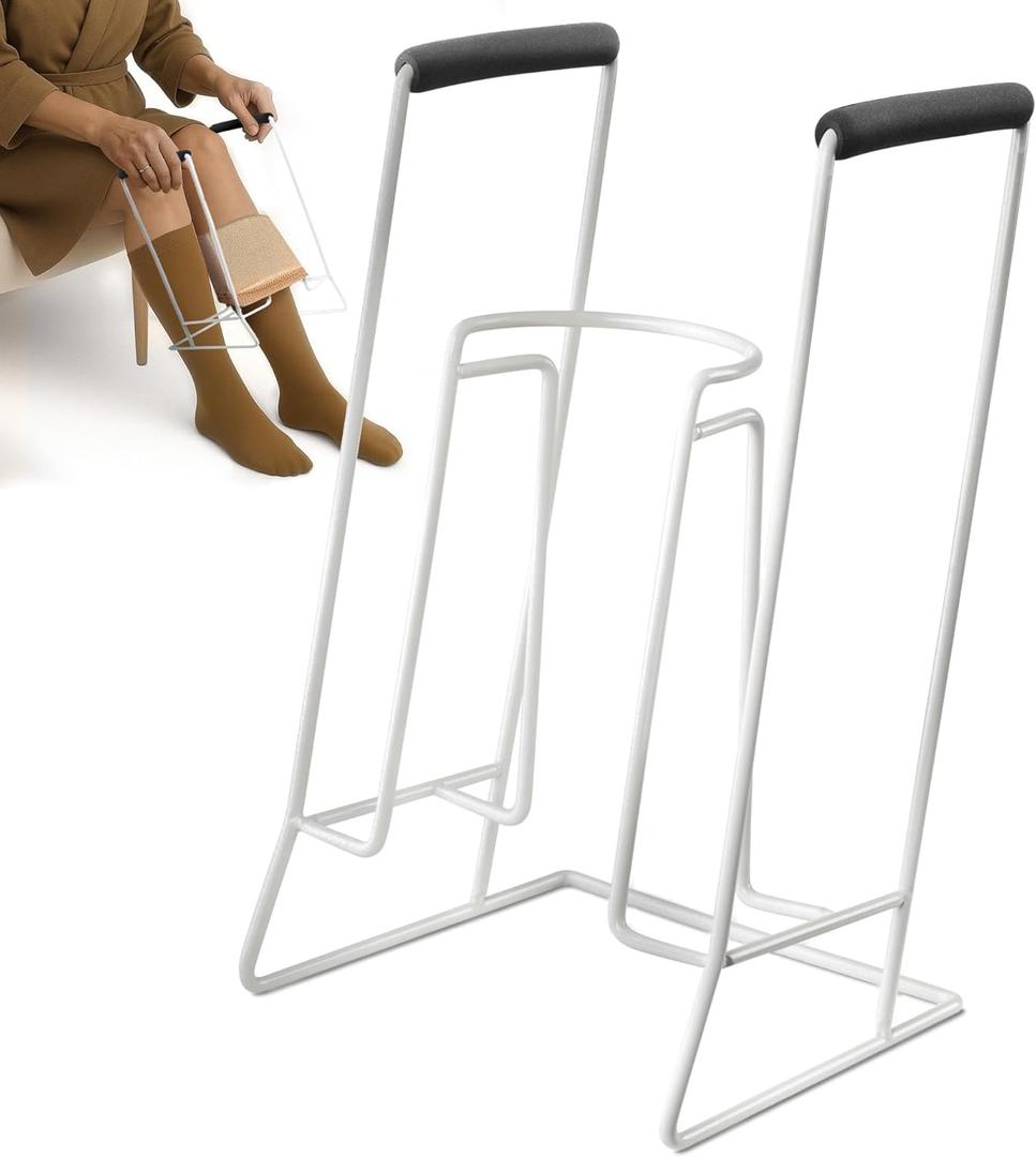 Mars Wellness Stocking Donner Sock Aid Tool for Compression Socks Men or Women - Large - Strong Metal Design with Soft Foam Grips - Dressing Aid Hip Kit Easy Use with Stockings and Compression Socks (Large (18" - 20" Calves))