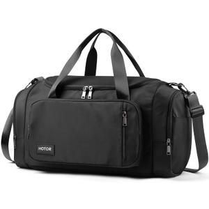 HOTOR Gym Bags for Men & Women - Spacious Duffle Bag with Shoe Compartment & Wet Pocket, Carry On Weekender Bag Portable Sports Duffel Bag for Workout, Fitness, Travel, Black, 22.6" x 11.2" x 13.6"