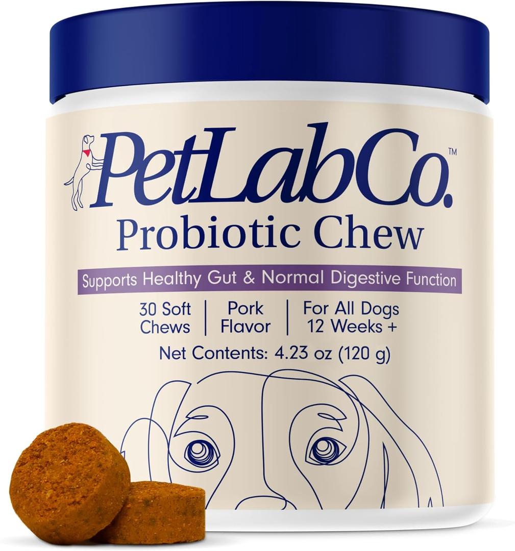 PetLab Co. Probiotics for Dogs, Support Gut Health, Occasional Diarrhea, Digestive Health & Seasonal Allergies - Pork Flavor - 30 Soft Chews - Packaging May Vary (Single Pack)