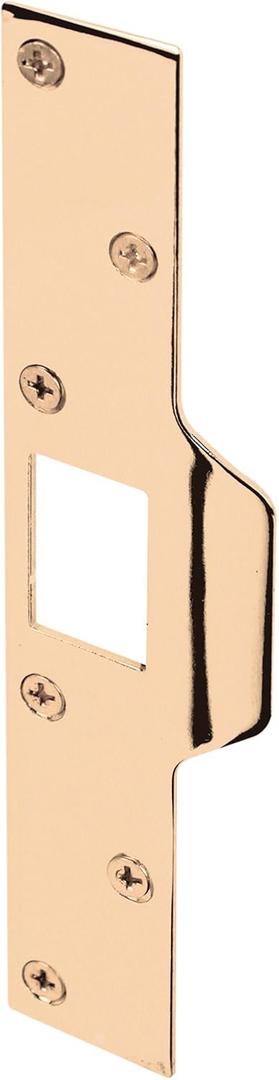 Prime-Line U 9426 Maximum Security Latch Strike, 1-1/4 In. x 7-7/8 In., Steel, Brass Plated (Single Pack)