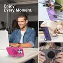 3 x MAXCURY 360 Ring Stand Magnetic for iPhone 16 Pro Max Case, [Anti-Fingerprint] [Military Drop Protection] [Compatible with MagSafe] Soft Edge Translucent Slim Back 16 ProMax Phone Case (Rose)