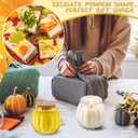 4 Pack Pumpkin Shaped Scented Candles Fall Pumpkin Spice Candles Decor Natural Soy Wax Candle for Home Autumn Halloween Thanksgiving Gift Farmhouse Decoration (White Green Yellow Orange)