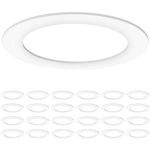 Sunco 24 Pack Goof Rings for 6 Inch Recessed Lights, Flush Mount White Can Light Trim Ring Cover, Outer Diameter 8.6 Inch, Inner Diameter 6.2 Inch, Paintable Surface, Matte Finish.