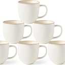 AmorArc 12oz Coffee Mugs, Ceramic Coffee Mugs set of 6 for Man, Woman, Dad, Mom, Modern Coffee Mugs with handle for Latte/Cappuccino/Milk/Cocoa. Dishwasher&Microwave Safe, White-Reactive Glaze