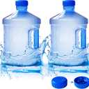 Alaeseje 2 Pieces Round Plastic Water Jug,1 Gallon Water Bottle with Handle and Screw Cap,Large Reusable Leak Proof Bottle for Camping,Outdoor Travel,Gym