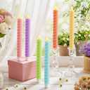 6 Pcs Spring Flameless Taper Candle Pastel Twisted LED Taper Spiral Candlestick 9.65 Inch Colorful Battery Operated Candles Centerpieces for Spring Tea Party Wedding Birthday Easter Home Decor