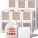 Fit Meal Prep 25 Pack 6 x 6 x 6 Inches Cake Boxes with Cake Boards, White Bakery Boxes with Window & Handle, Small Cake Boxes for Birthday Party, Wedding, Valentine's Day, Christmas