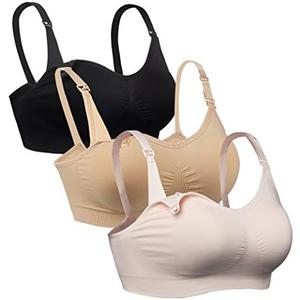 iloveSIA Nursing Bras for Mom Breastfeeding, Seamless Supportive Sleep Bra for Maternity Postpartum, 3 Pack, 2XL