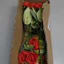 TURNMEON 40 Heads Fake Roses Artificial Flowers for Outdoors Summer Decor, 4 Bouquets UV Resistant Fake Flower Bouquet Faux Silk Roses for Wedding Birthday Party Home Mother's Day Cemetery Decor(Red)