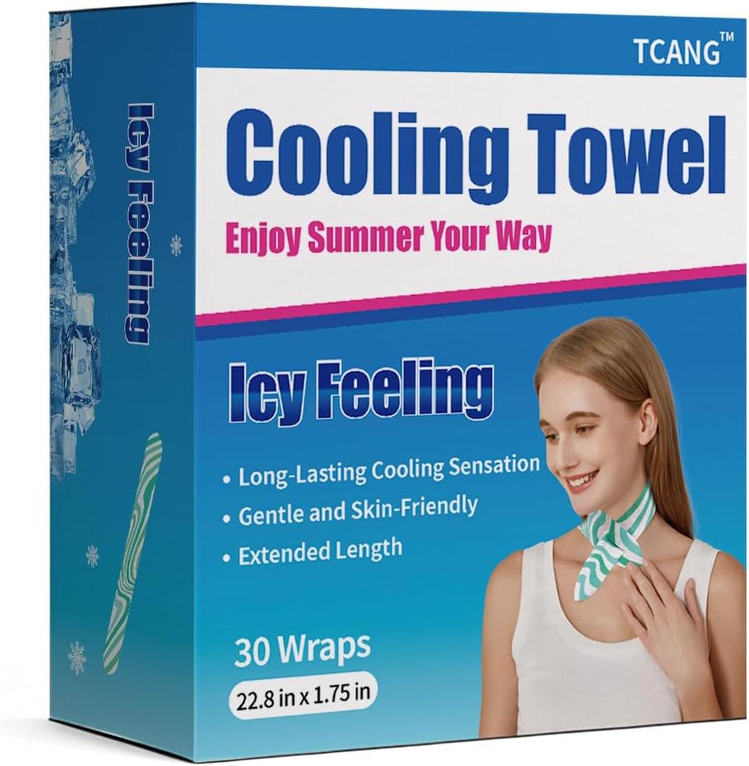 Instant Cooling Scarf Anywhere, Disposable Neck Wrap for Hot Weather, On-The-Go Relief for Beach Days, Commuting, Hiking & Camping,Comfort-Fit Ice Pack,Cooling Patch (30 Pack Sealed)