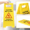 12 Pack Caution Wet Floor Sign, 23.62" Bilingual Double-Sided, Small Signage