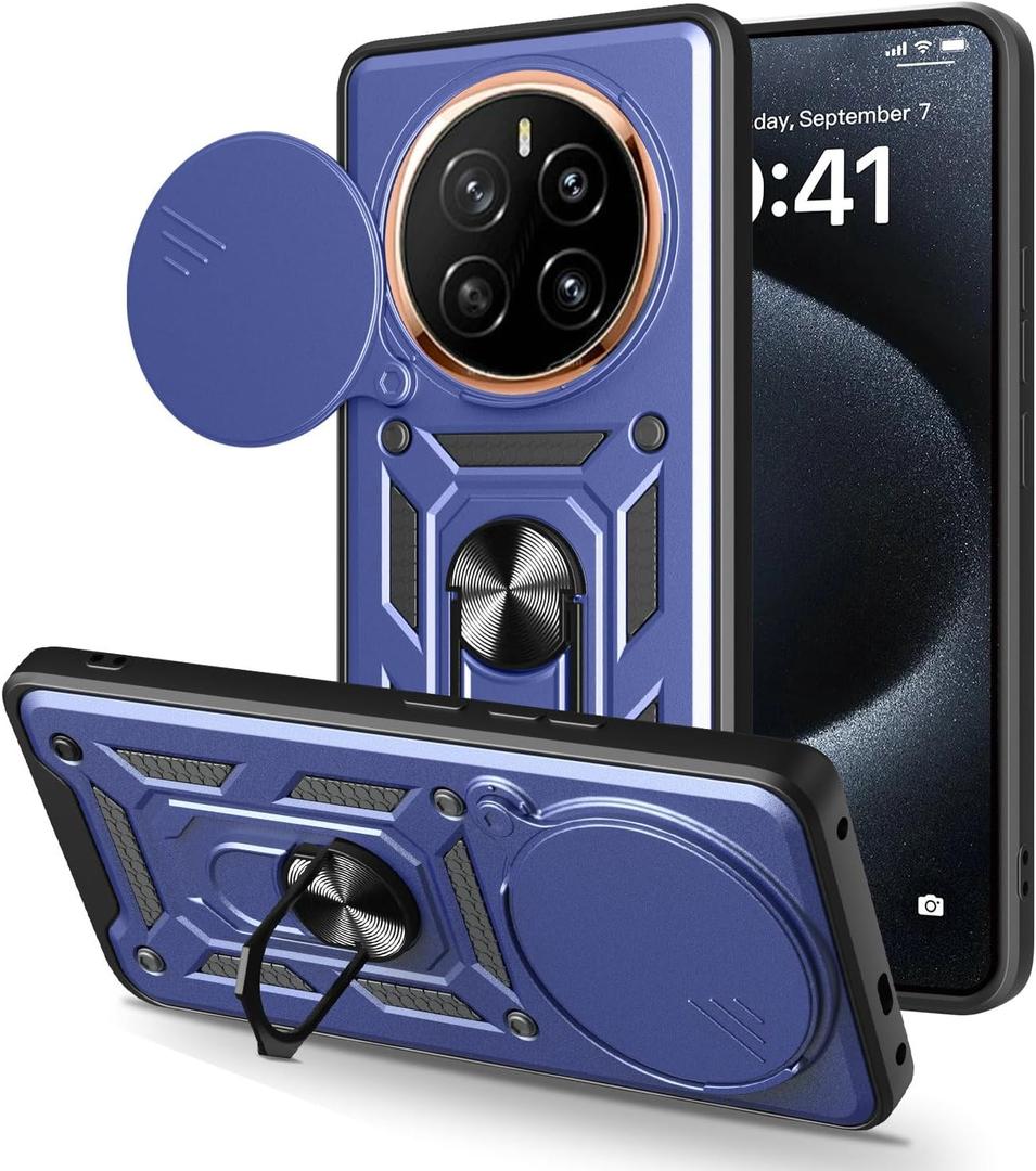 Compatible with Honor Magic 7 Case Cover,with Slide Camera Lens Cover Compatible with Honor Magic7 5G PTP-AN00 Case Blue