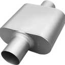 Pair of 3" ID Center/Center Single Chamber Mufflers - Aggressive Deep Sound, Aluminized Steel, Weld/Clamp-On (13" Total Length)