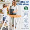 Foldable Toddler Kitchen Stool Helper, Toddler Standing Tower with 3 Adjustable Heights, Collapsible Wooden Step Stool for Kitchen & Bathroom, Montessori Learning Helper Tower for Toddlers Aged 1-6