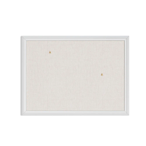 U Brands Farmhouse Linen Bulletin Board, 23"x17", White Wood Style Frame, Industrial Grade Pinning Surface