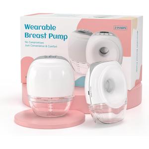Hands-Free Breast Pump, Wearable & Portable Electric Pump, Strong Suction, 3 Modes & 8 Levels Wireless Breastfeeding Pump with 19mm-27mm Flange Inserts, 2-Pack (White)