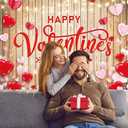 Happy Valentine's Day Backdrop Red Pink Love Hearts Rustic Wood Photography Background for Valentine's Day Party Decoration Photo Booth Props Romantic Event Supplies 8x6FT