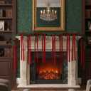 6 ft Christmas Cedar Garland with 12 Velvet Bows Faux Realistic Green Cedar Garland Winter Pine Decoration for Mantle Fireplace Staircase Wall Table Indoor Outdoor