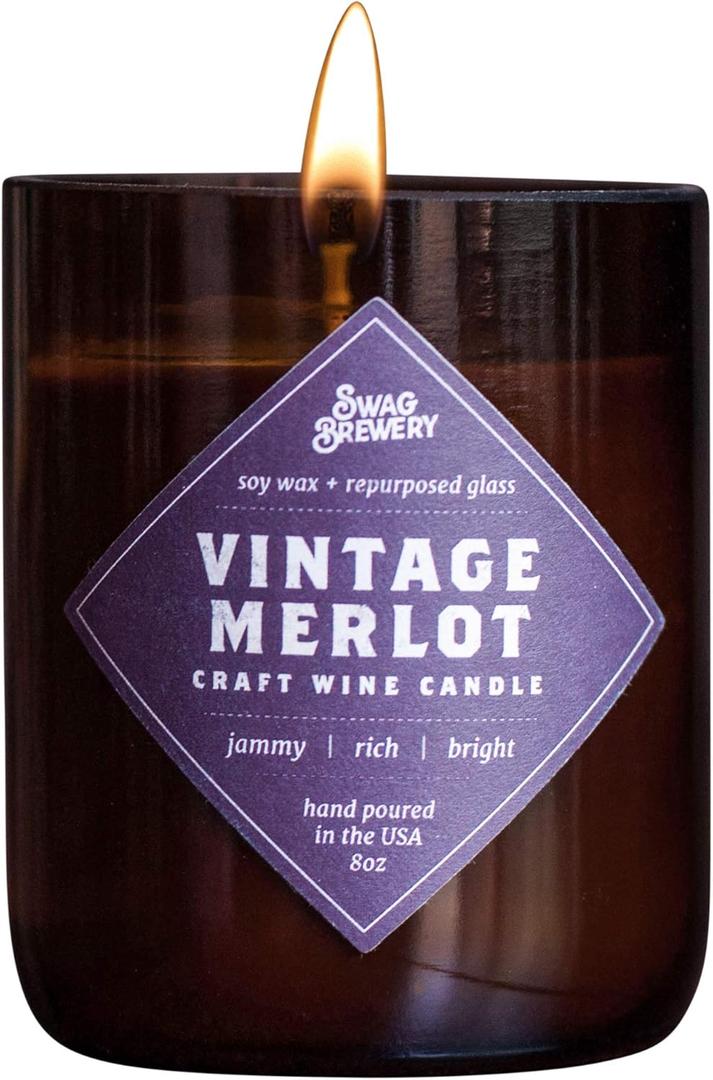 Vintage Merlot Wine Candle - Makes a Great Wine Gift, Gift for Mom, Unique Wine Bottle Candle, Pinot Noir, Bordeaux, Cabernet, Syrah, Malbec, Chardonnay, Lush *Made in USA*