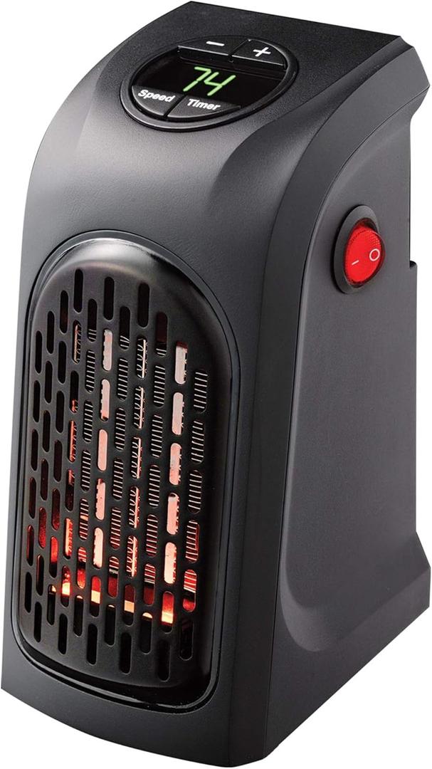 Ontel Handy Heater | Plug-In Personal Heater | Heat Boss | Compact Design | Quick and Easy Heat | Digital Display | Great for Travel | On/Off with Timer