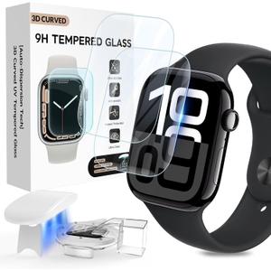 Compatible for Apple Watch Series11/Series 10 Screen Protector 42mm, Tempered Glass Full Coverage Bubble Free HD Film for iWatch Series 10 42mm - 2 Pack