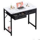 Pamray 32 Inch Small Computer Desk with 2 Drawers for Bedroom Study Writing Home Office Table for Small Spaces Marble