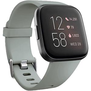 Replacement Bands Compatible with Fitbit Versa/Versa 2 / Versa Lite, Silicone Adjustable Classic Accessory Wristband Fitness Straps for Women Men Small and Large (Grey)