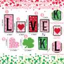 6 Pcs Valentines Day and Reversible St Patricks Day Wood Signs, Double Side Printed Free Standing Blocks, Heart Shamrocks Table Centerpiece Decor, Love Luck Farmhouse Sign for Tiered Tray Mantle