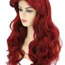 Topcosplay Women's Wig Dark Red Long Wave Halloween Cosplay Costume Wigs Burgundy