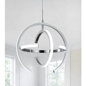 Q&S Modern Led Chandelier Chrome Silver Round Globe LED Hanging Pendant Light Fixtures for Entryway Kitchen Island Dining Room Living Room