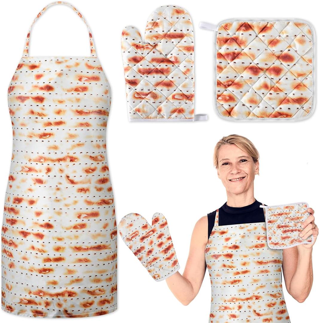 Blushtier Passover Kitchen Accessories Sets, Including Kitchen Apron, Pot Holder, Oven Mitt Passover Gifts for Home Seder