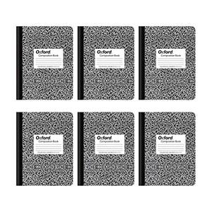 Oxford Composition Notebooks, College Ruled Paper, 9-3/4 x 7-1/2 Inches, 100 Sheets, Black, 6 Pack (63767)