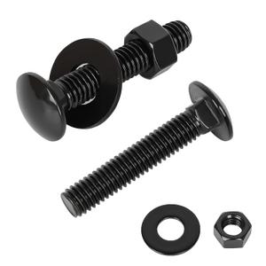 1/4-20 x 3 Carriage Bolt Kit, Stainless Steel 304 Carriage Bolts Screws with Hex Nuts & Flat Washers, Round Head Square Neck, Full Thread, Black Finish, 8 Sets