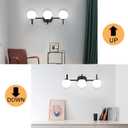 Modern Black Bathroom Vanity Light Fixtures 3 Lights Frame and Milk White Glass Globe Shade Modern Wall Sconce Lighting Bath Vanity Lights Bar Over Mirror (Exclude G9 Bulb)