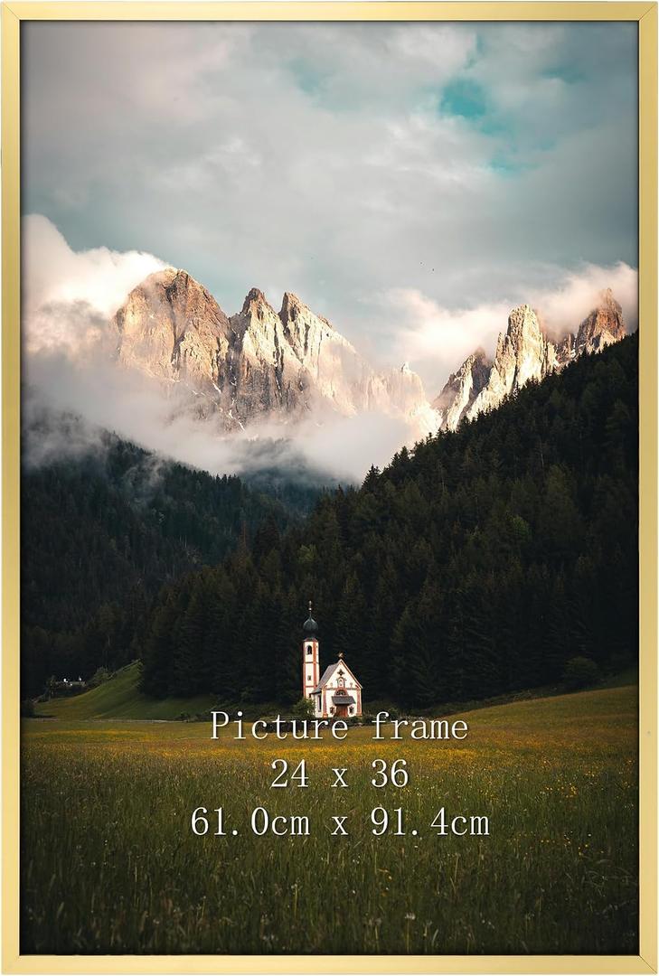 Giftgarden 24x36 Poster Picture Frame Gold, Textured Metal Frame 36x24 for Wall Display, Single