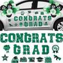 45pcs 2026 Graduation Car Magnets Balloons Decorations Green Grad 2026 Graduation Fridge Magnets Car Garage Door Magnetic Stickers Class of 2026 Graduation Car Parade Car Decorations