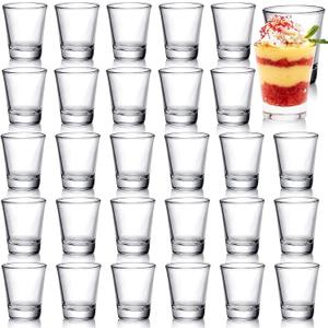 Tebery 30 Pcs 60ml Shot Glasses, 2oz Heavy Base Shot Glasses Sets, Round Glassware Shot Glass, Clear Glass for Different Types Of Liquor