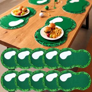 12 Pcs Golf Party Decorations Centerpieces for Table 14 x 9 Inch Golf Grass Placemats Green Felt Placemat for Sport Birthday Party Kitchen Dining Decoration