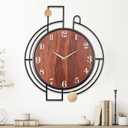 Clocks for Living Room, Modern Geometric Design with Wood Grain Dial Wall Clock Decorative, Silent Large Wall Clock for Bedroom,Study,Kitchen,Corridor Wall Decor (24x20'') (Black)