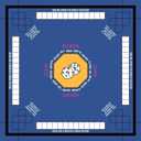 Mahjong Mat for Table 33''x33'', Non-Slip Mahjong Cloth Cover with Game Rules, Mahjong Tablecloth for Poker, Board Games Table Mat, Card Games, Tile Games, Dominoes (Blue)