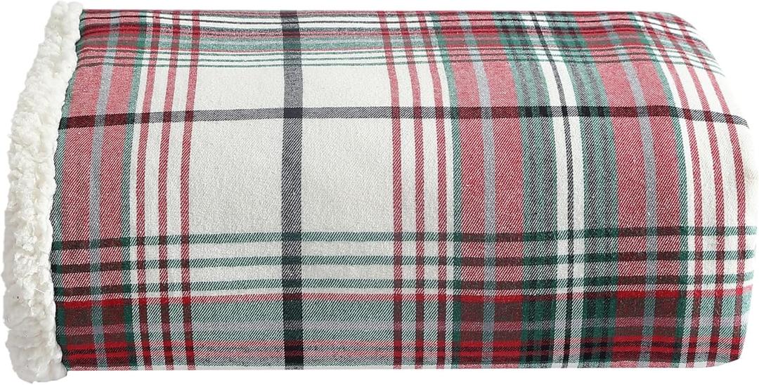 Eddie Bauer - Blanket, Super Soft Reversible Sherpa & Brushed Fleece Bedding, Throw Blankets for Couch, Ideal for Lounging (Montlake Plaid Red)