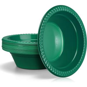 30 Pack 12 oz Dark Green Disposable Plastic Bowls Dessert, Ice Cream, Salad, Soup Serving Cups for Party, Picnic, Food Snacks (Dark Green)