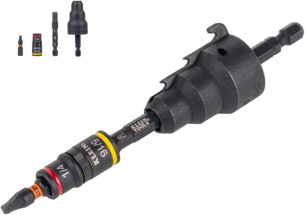 Klein Tools 85091HD Flip Socket Conduit Reamer, 3-in-1 Impact-Rated Tool for 1/2-Inch, 3/4-Inch, 1-Inch Conduit, Magnetic Bit Holder