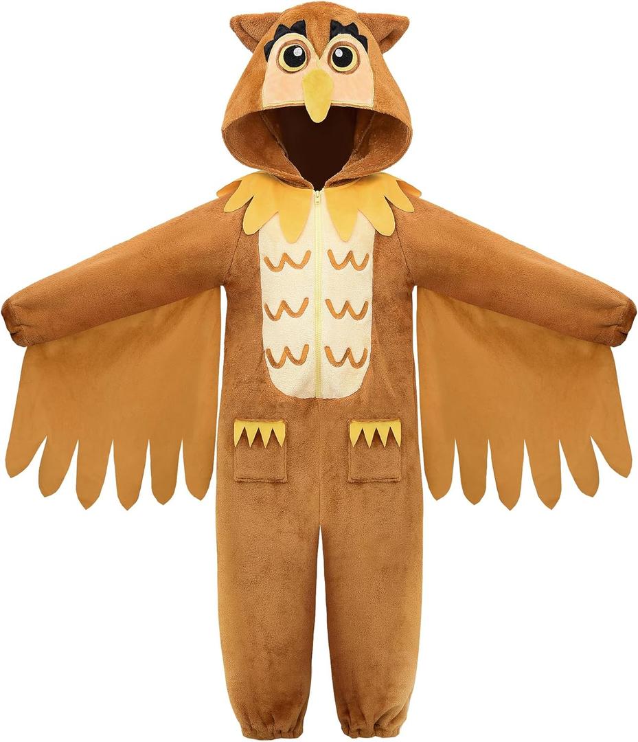 ReliBeauty Owl Costume Kids Pajamas Unisex Homewear Halloween Animal Costume for Boys and girls, Brown, 120