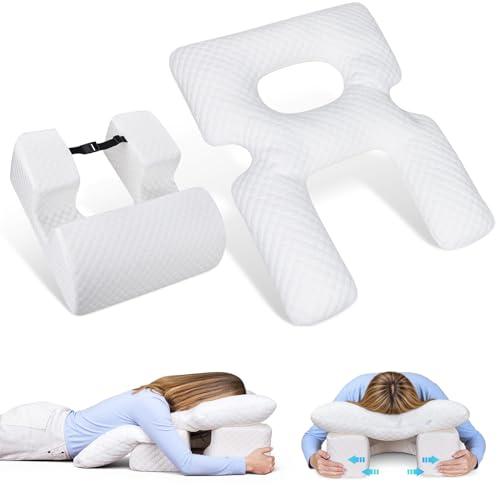 Face Down Pillow After Eye Surgery Recovery, Adjustable Prone Massage Pillow Face Down for Sleeping & Stomach Sleepers, BBL Pillows for Bed with Removable Cover