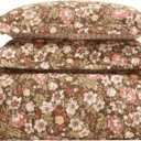 Laura Ashley - King Quilt Set, Reversible Cotton Bedding with Matching Shams, Lightweight Home Decor for All Seasons (Marta Brown, King)